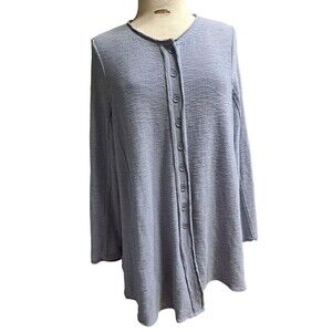 Zen Cheyenne Tunic Top Women’s S M Knit Blue Oversized  Lagenlook Button Coastal